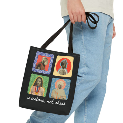 'Ancestors, not Aliens' Tote Bag (4 designs, 4 immigrants) | Alien Nation™