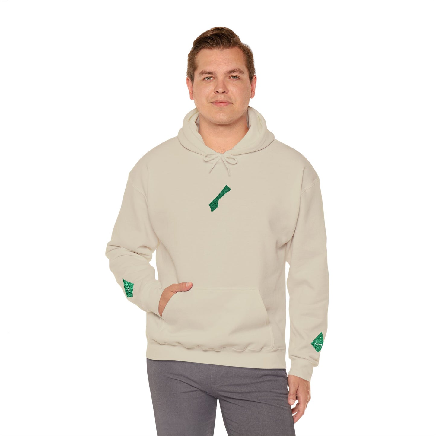 'Gaza, You Are Not Alone." Solidarity Hoodie (Unisex) | Green Embroidery, Light Colors
