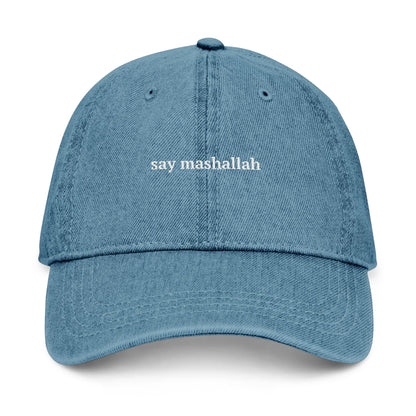 🧿 Say Mashallah and Hamsa Hand Embroidered Heritage Denim Hat