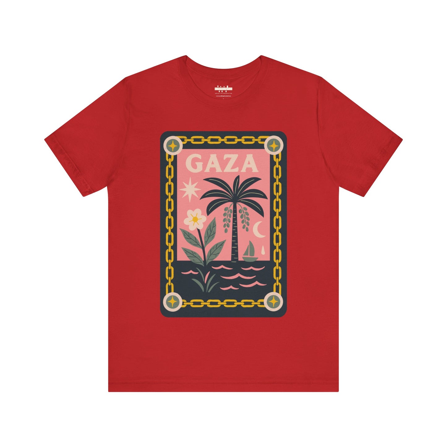 Gaza 'Break the Chains' Unisex Graphic Tee | Front Navy Blue Print