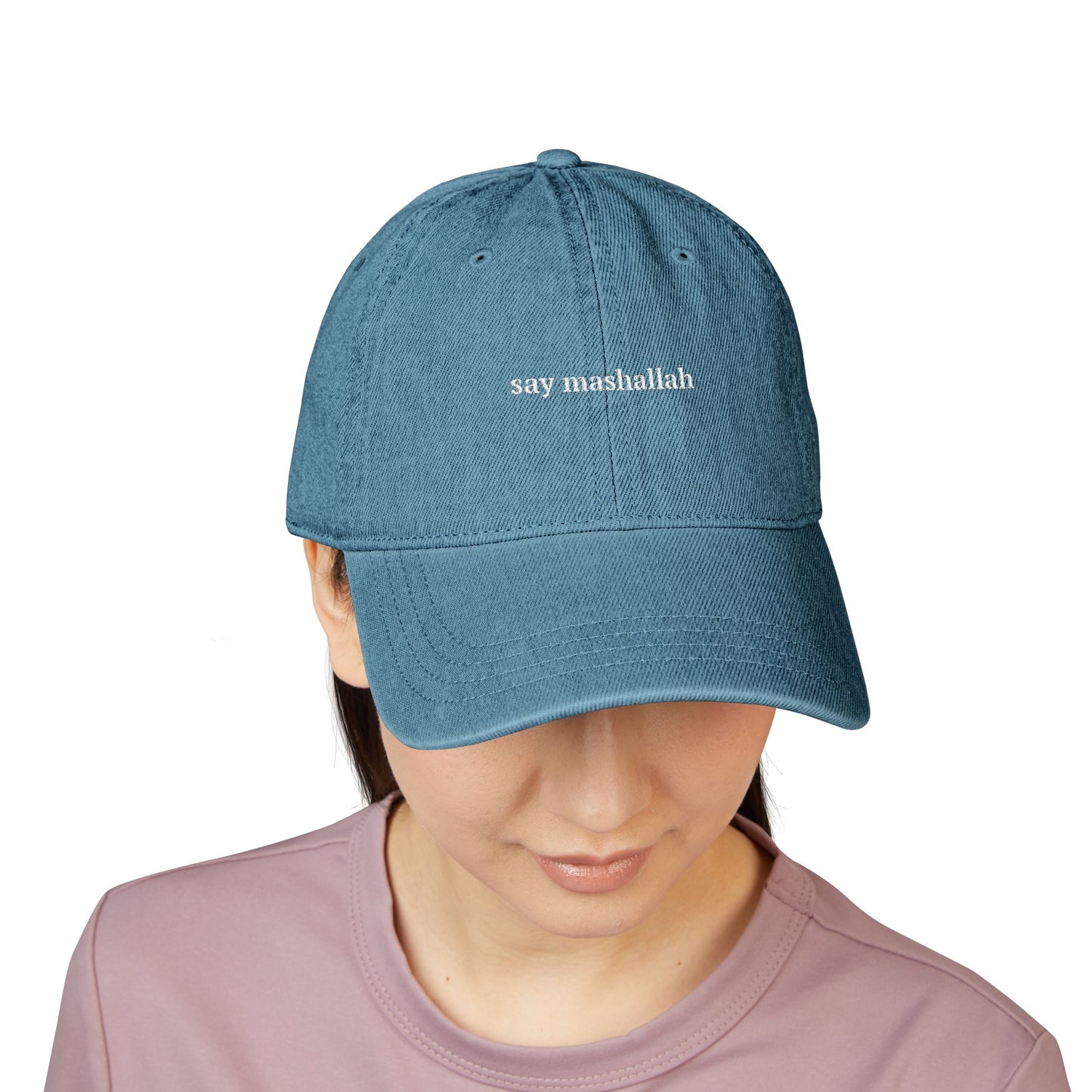 🧿 Say Mashallah and Hamsa Hand Embroidered Heritage Denim Hat