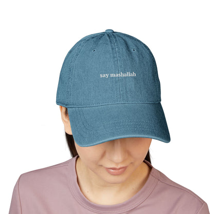 🧿 Say Mashallah and Hamsa Hand Embroidered Heritage Denim Hat