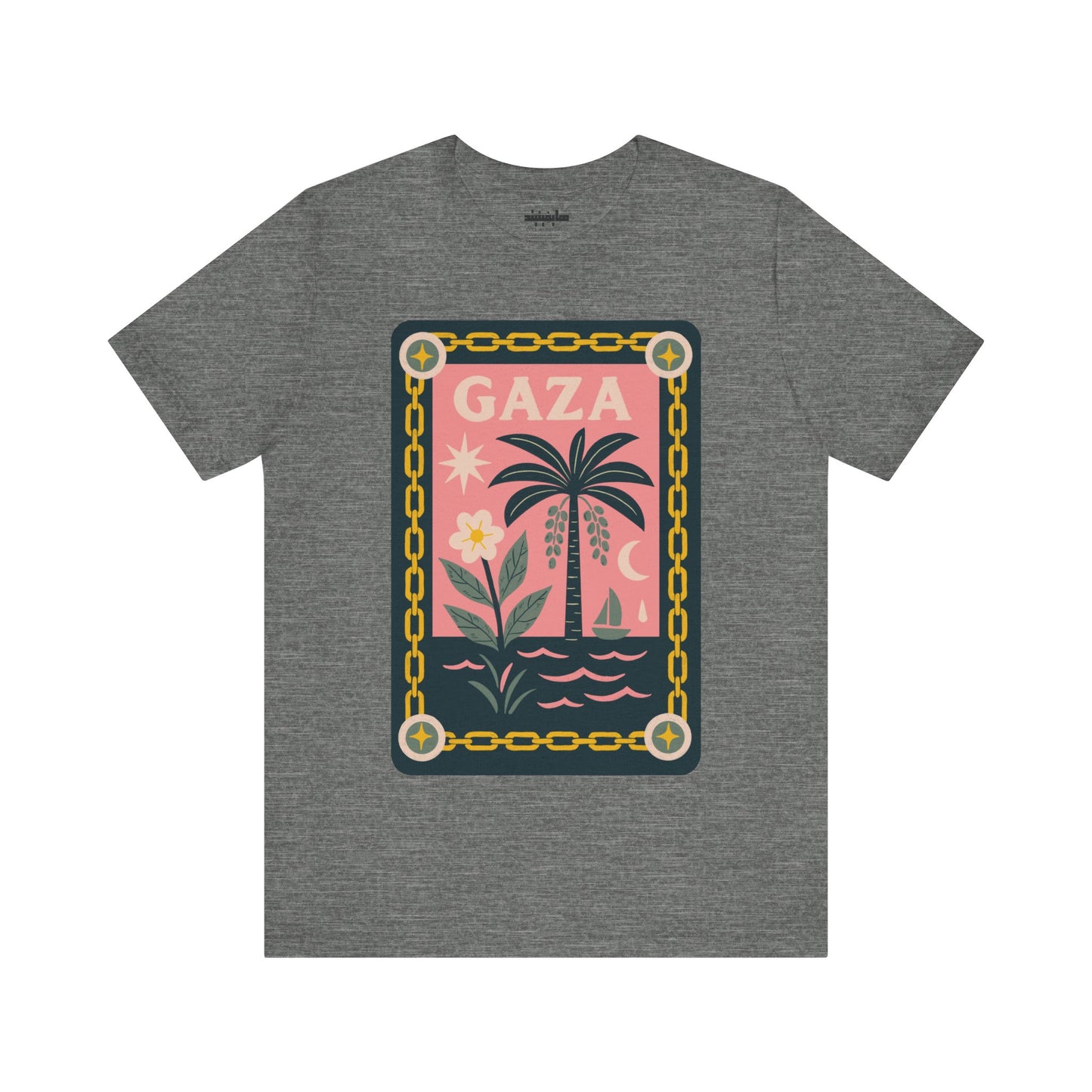 Gaza 'Break the Chains' Unisex Graphic Tee | Front Navy Blue Print