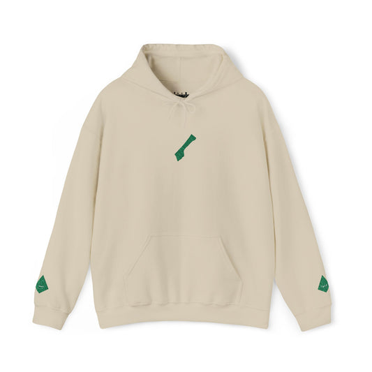 'Gaza, You Are Not Alone." Solidarity Hoodie (Unisex) | Green Embroidery, Light Colors