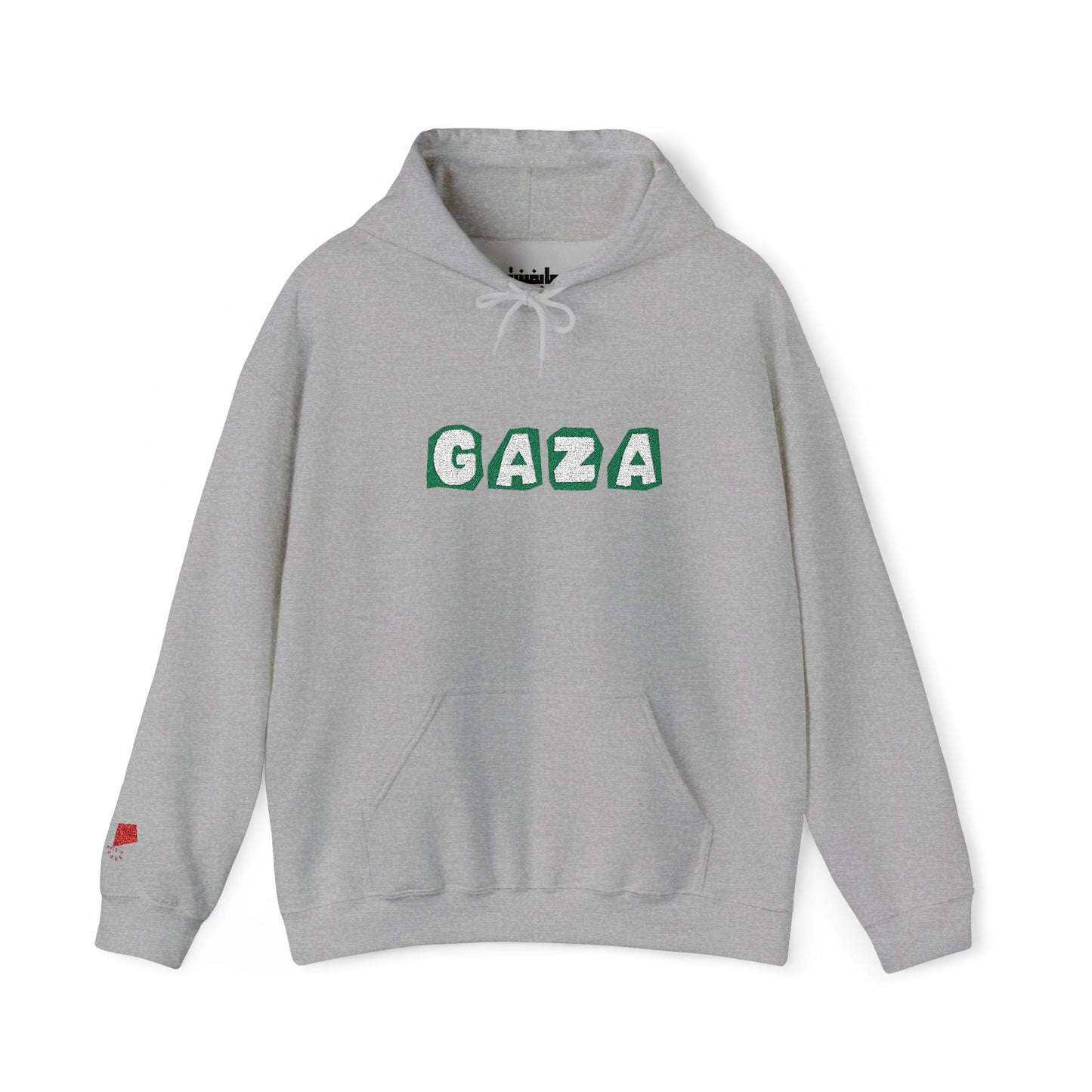 'We are Gaza' Heavy Blend Hooded Sweatshirt | Embroidered | Sand and Grey