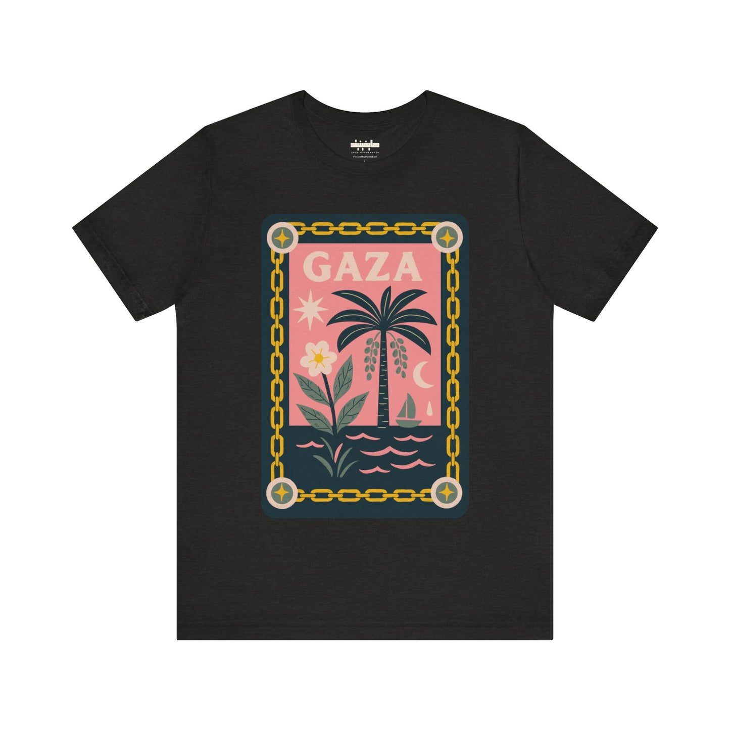 Gaza 'Break the Chains' Unisex Graphic Tee | Front Navy Blue Print