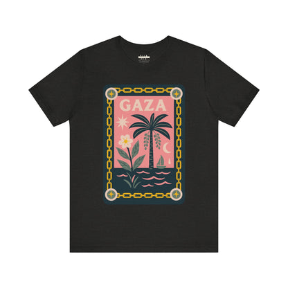 Gaza 'Break the Chains' Unisex Graphic Tee | Front Navy Blue Print
