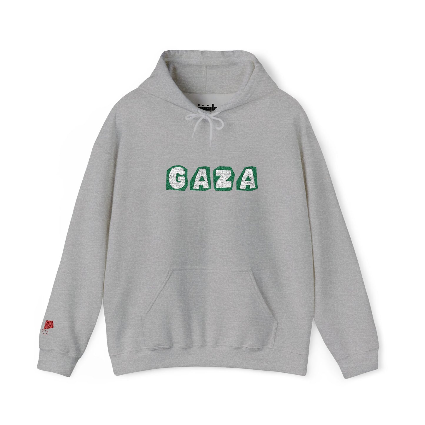 'We are Gaza' Embroidered Unisex Heavy Blend Hooded Sweatshirt - Sand and Grey
