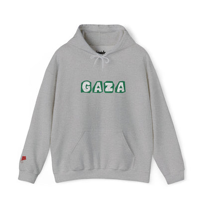 'We are Gaza' Embroidered Unisex Heavy Blend Hooded Sweatshirt - Sand and Grey