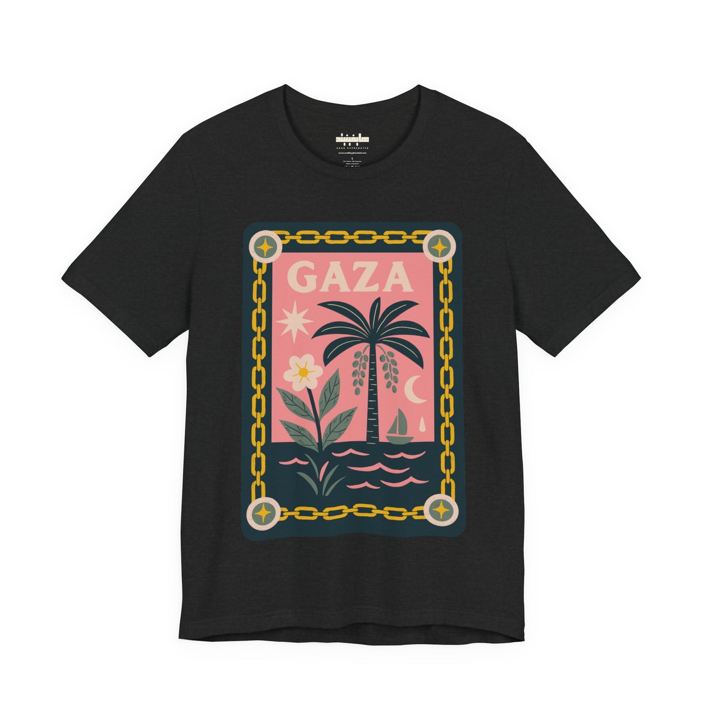 Gaza 'Break the Chains' Unisex Graphic Tee | Front Navy Blue Print