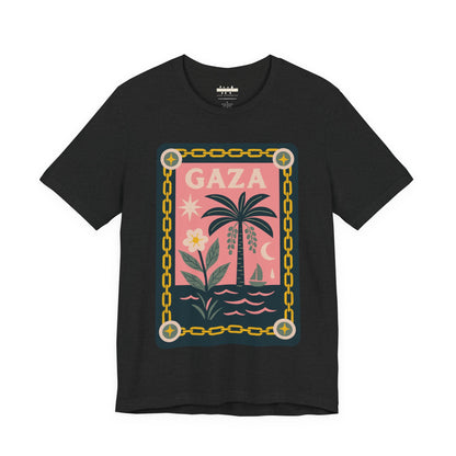 Gaza 'Break the Chains' Unisex Graphic Tee | Front Navy Blue Print