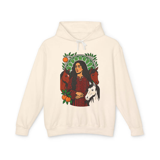 'Palestinian Woman' Ancestor Heritage Hooded Sweatshirt (Lightweight, Unisex)