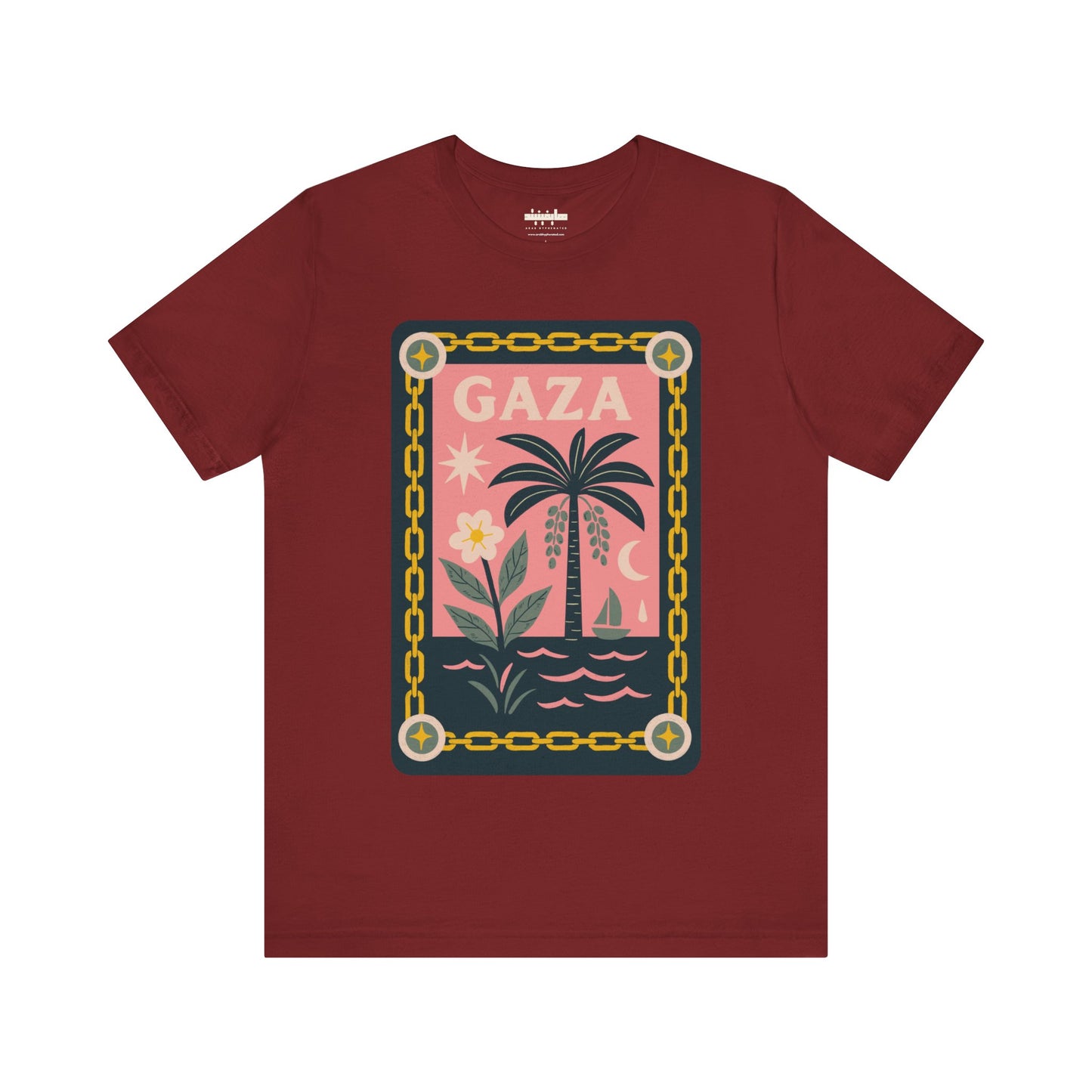 Gaza 'Break the Chains' Unisex Graphic Tee | Front Navy Blue Print