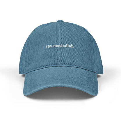 🧿 Say Mashallah and Hamsa Hand Embroidered Heritage Denim Hat