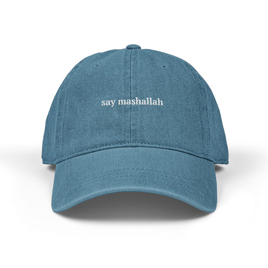 🧿 Say Mashallah and Hamsa Hand Embroidered Heritage Denim Hat