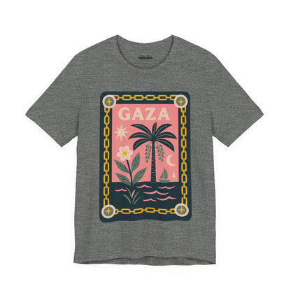 Gaza 'Break the Chains' Unisex Graphic Tee | Front Navy Blue Print