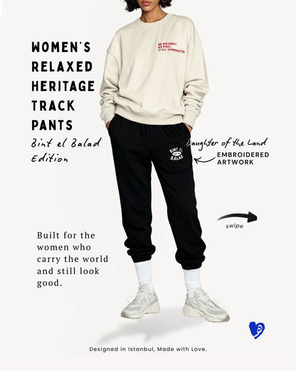 Bint el Balad™ Embroidered Heritage Track Pants in Bone