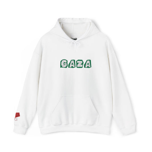 'We are Gaza' Embroidered Unisex Heavy Blend Hooded Sweatshirt - Sand, Grey, Pink