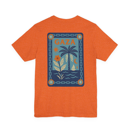 Gaza 'Break the Chains' Unisex Graphic Tee | Front & Back Print | Aqua + Orange