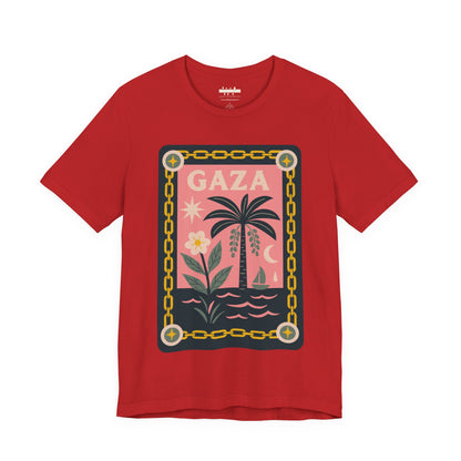 Gaza 'Break the Chains' Unisex Graphic Tee | Front Navy Blue Print