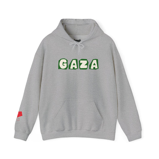 'We are Gaza' Heritage Hooded Sweatshirt (Chest & Sleeve Original Designs, Print)