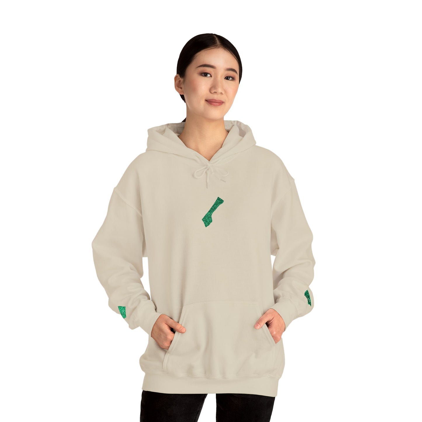 'Gaza, You Are Not Alone." Solidarity Hoodie (Unisex) | Green Embroidery, Light Colors