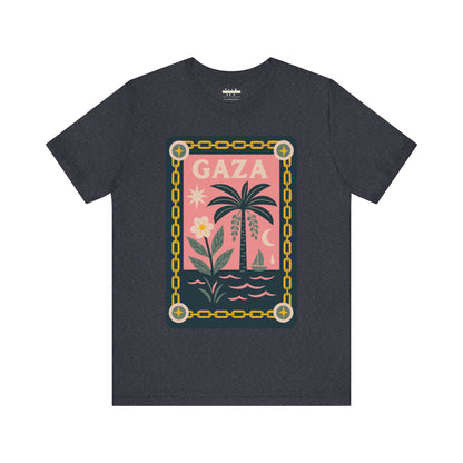 Gaza 'Break the Chains' Unisex Graphic Tee | Front Navy Blue Print