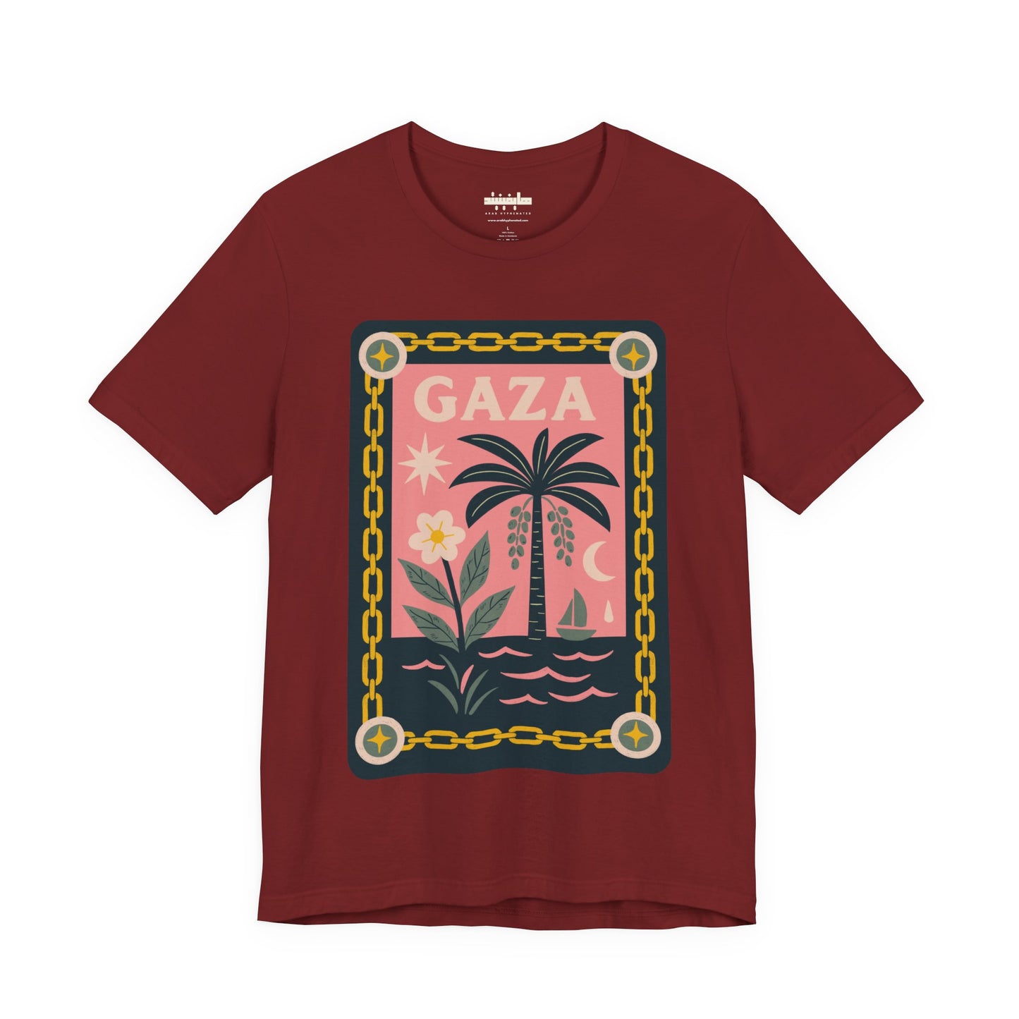 Gaza 'Break the Chains' Unisex Graphic Tee | Front Navy Blue Print