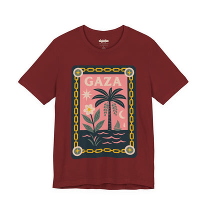 Gaza 'Break the Chains' Unisex Graphic Tee | Front Navy Blue Print