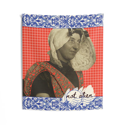 'Not Alien' Wall Tapestry (Dutch Immigrant, Ellis Island, ca. 1906-1914) Red |  Alien Nation™