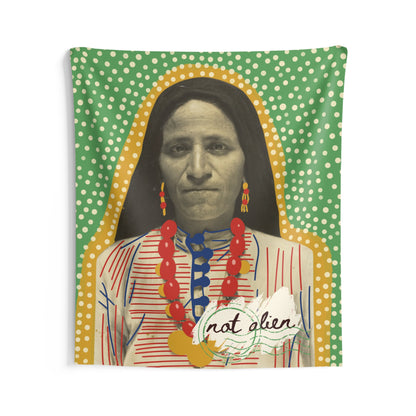 'Not Alien' Wall Tapestry (Syrian Immigrant, Ellis Island, 1926) Green | Alien Nation™