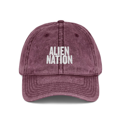 'Alien Nation. We come in peace.' Embroidered  Vintage Heritage Ball Cap (2-Sided Print)