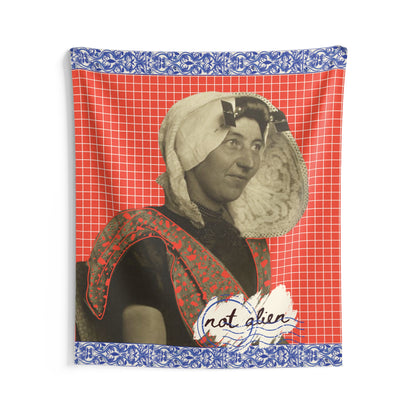 'Not Alien' Wall Tapestry (Dutch Immigrant, Ellis Island, ca. 1906-1914) Red |  Alien Nation™