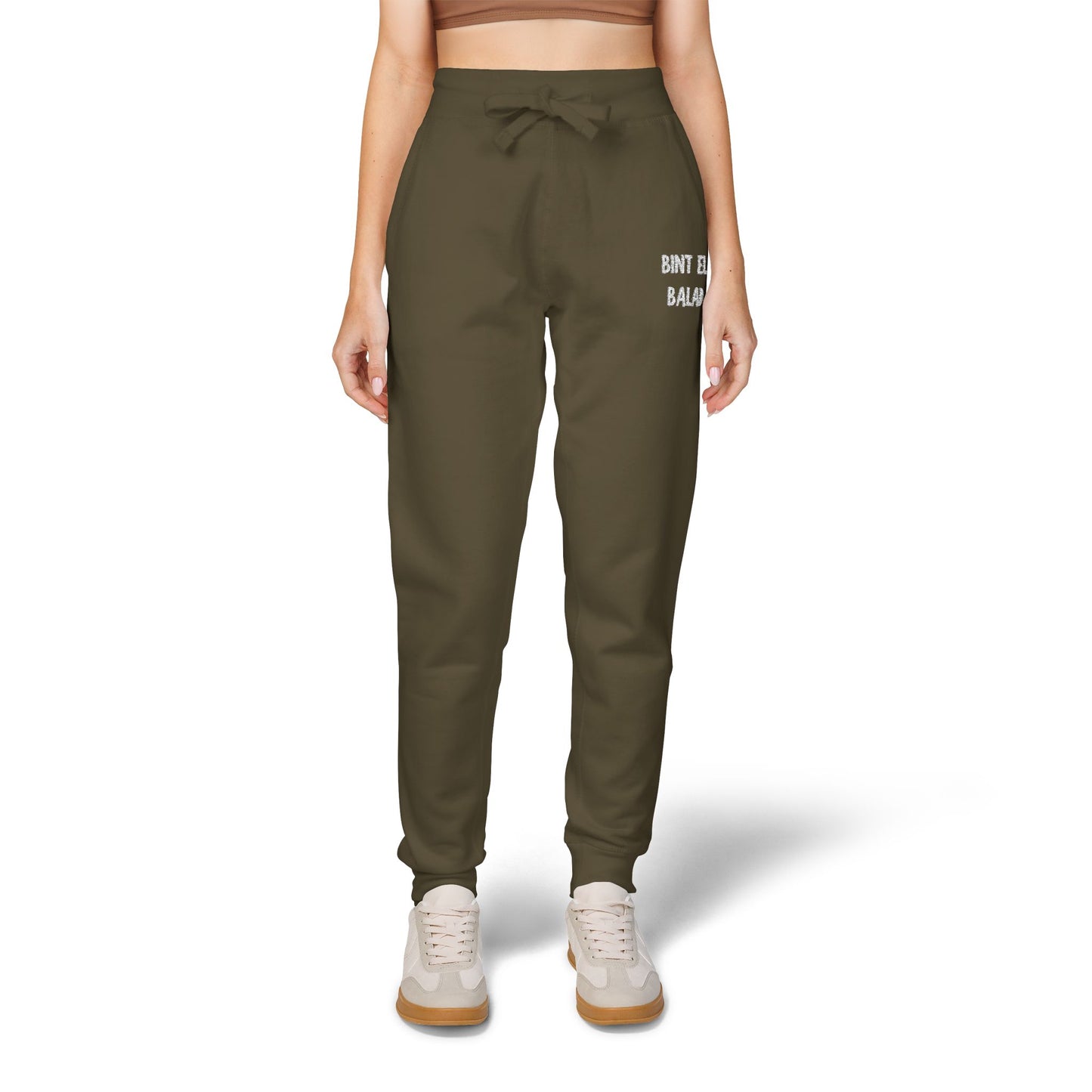 'Bint El Balad' 'Daughter of the Land' Fleece Embroidered Joggers | Arab Hyphenated™ Staple