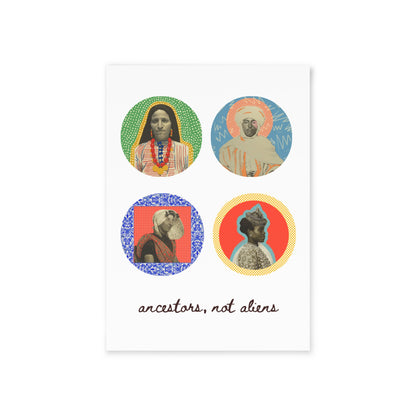 Postcard 'Ancestors, Not Aliens' (4 designs, 4 immigrants) | Alien Nation™