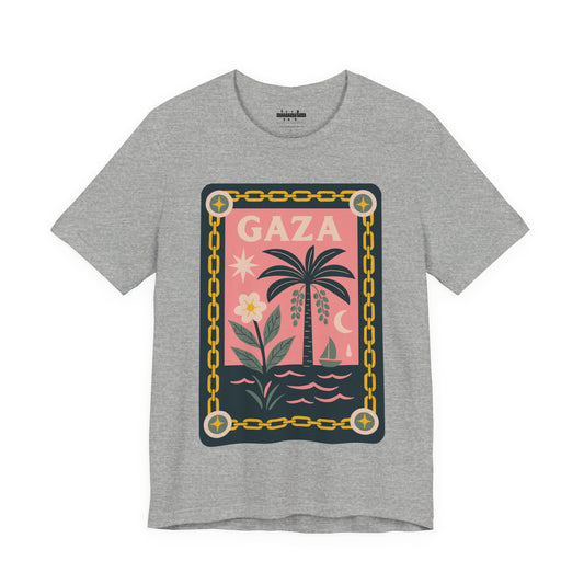 Gaza 'Break the Chains' Unisex Graphic Tee | Front Navy Blue Print