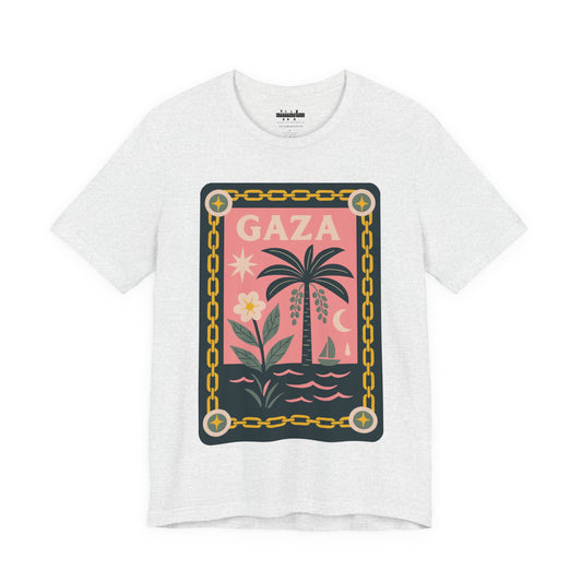 Gaza 'Break the Chains' Cotton Tee - Navy Artwork