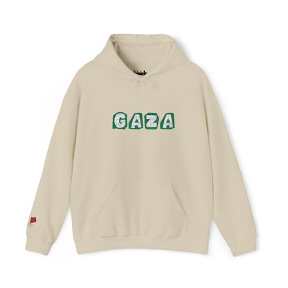 'We are Gaza' Embroidered Unisex Heavy Blend Hooded Sweatshirt - Sand and Grey