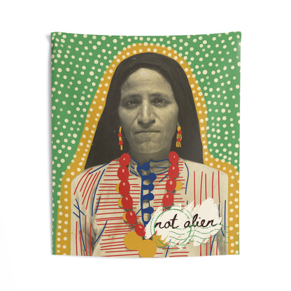 'Not Alien' Wall Tapestry (Syrian Immigrant, Ellis Island, 1926) Green | Alien Nation™