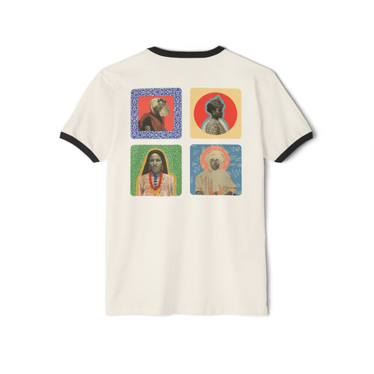 'Ancestors, Not Aliens' Unisex Cotton Ringer T-Shirt (4 designs, 4 immigrants) | Alien Nation™