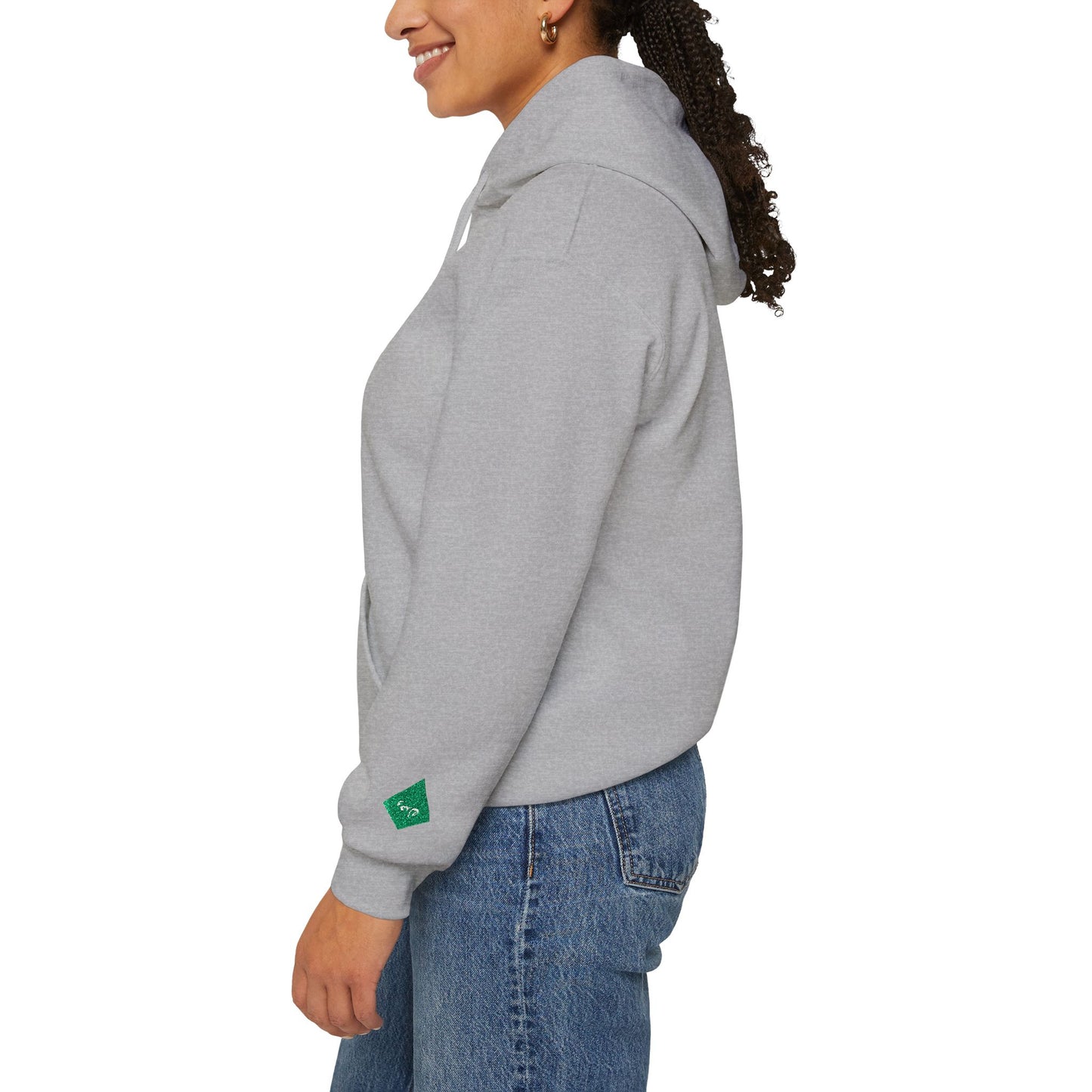 'Gaza, You Are Not Alone." Solidarity Hoodie (Unisex) | Green Embroidery, Light Colors