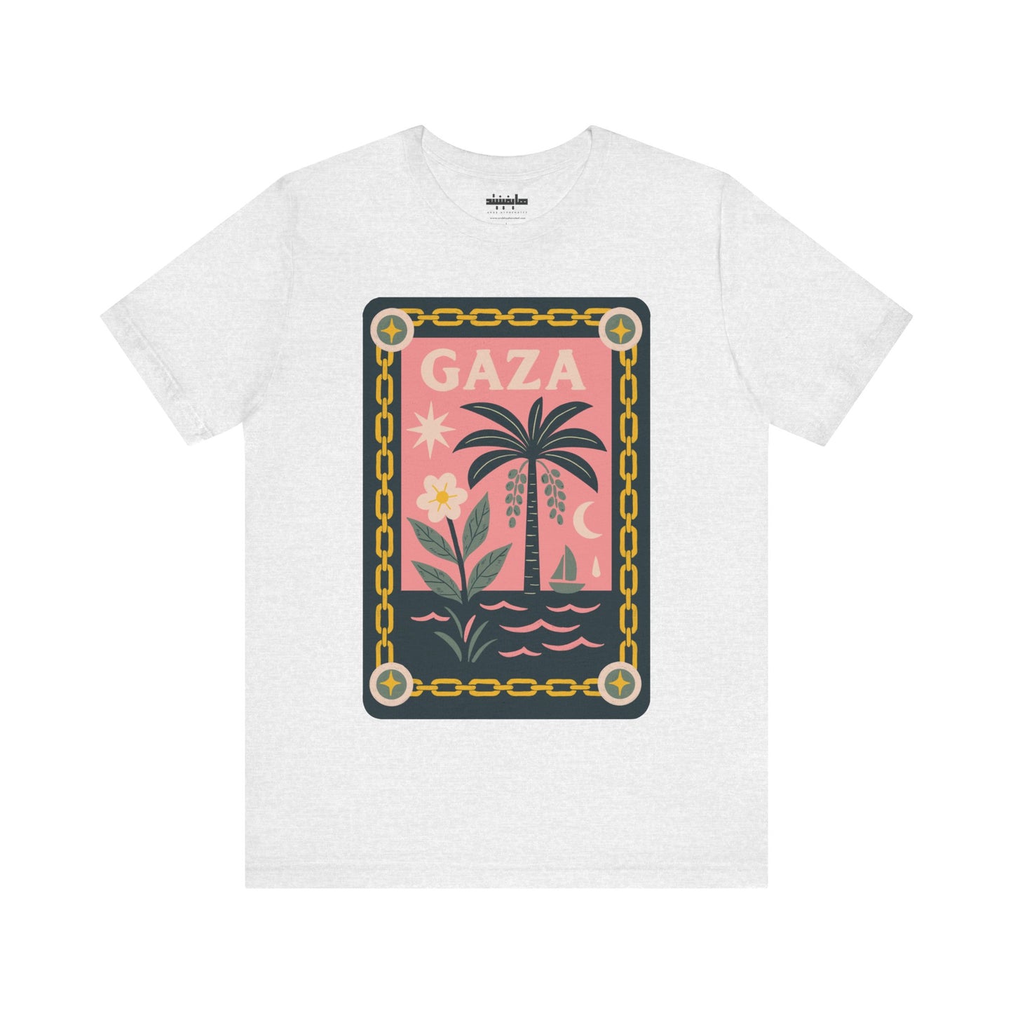 Gaza 'Break the Chains' Unisex Graphic Tee | Front Navy Blue Print