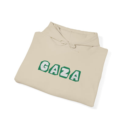 'We are Gaza' Heavy Blend Hooded Sweatshirt | Embroidered | Sand and Grey