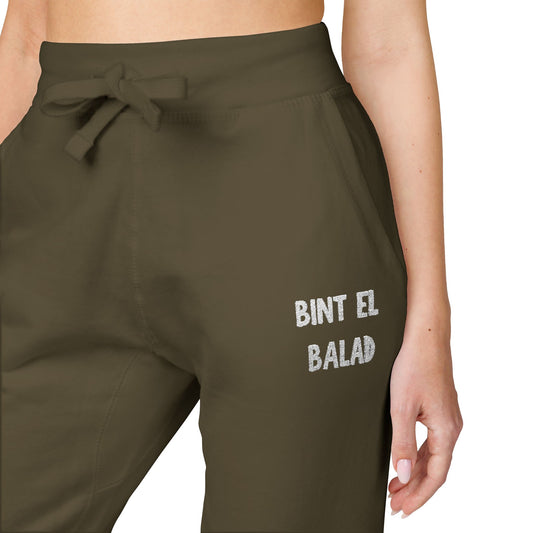 'Bint El Balad' 'Daughter of the Land' Fleece Embroidered Joggers | Arab Hyphenated™ Staple