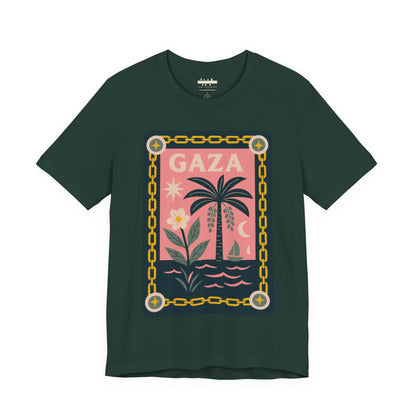 Gaza 'Break the Chains' Unisex Graphic Tee | Front Navy Blue Print
