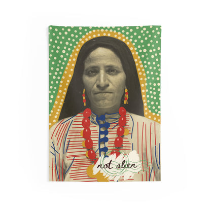 'Not Alien' Wall Tapestry (Syrian Immigrant, Ellis Island, 1926) Green | Alien Nation™