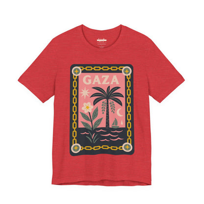 Gaza 'Break the Chains' Unisex Graphic Tee | Front Navy Blue Print