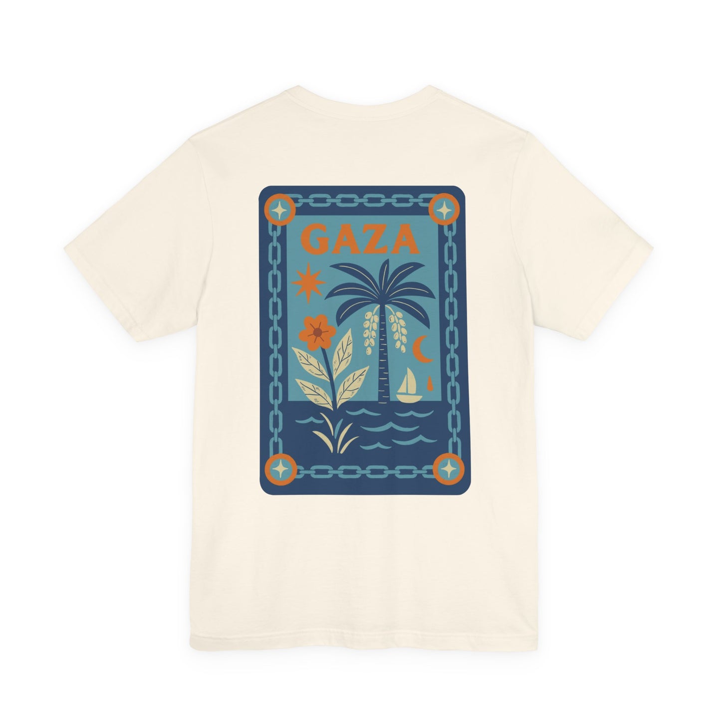 Gaza 'Break the Chains' Graphic Tee | Blue Artwork | Front & Back Print