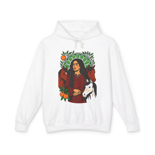 'Palestinian Woman' Ancestor Heritage Hooded Sweatshirt (Lightweight, Unisex)