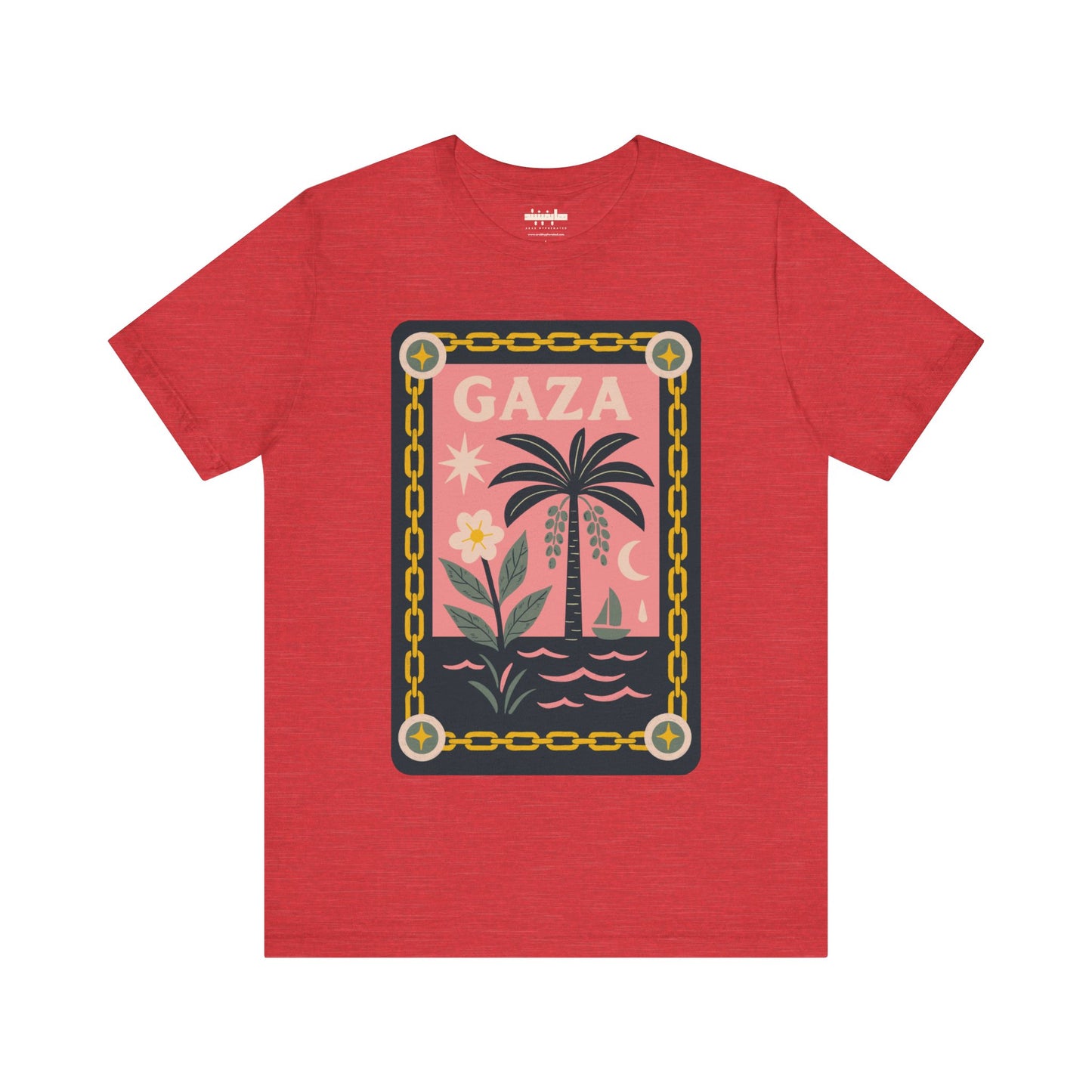Gaza 'Break the Chains' Unisex Graphic Tee | Front Navy Blue Print